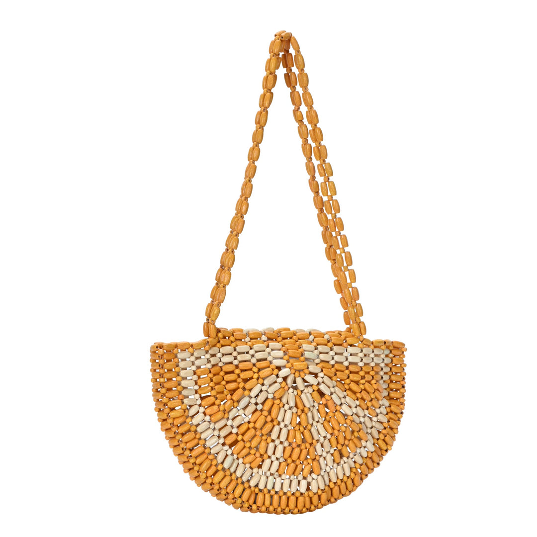 Luna's Wooden Beaded Crescent Shoulder Bag - MMS Brands