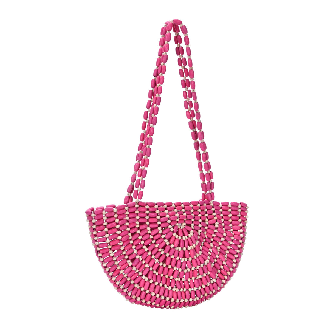 Luna's Wooden Beaded Crescent Shoulder Bag - MMS Brands