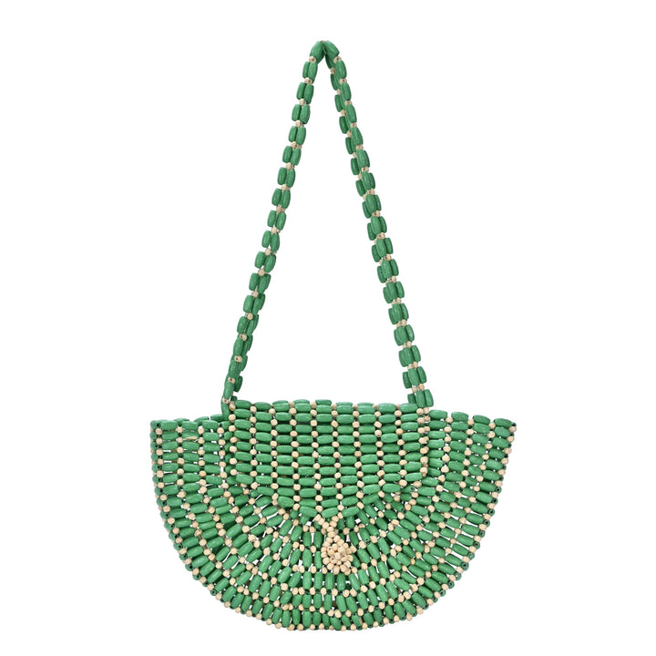 Luna's Wooden Beaded Crescent Shoulder Bag - MMS Brands