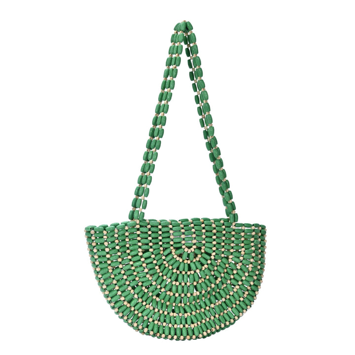 Luna's Wooden Beaded Crescent Shoulder Bag - MMS Brands