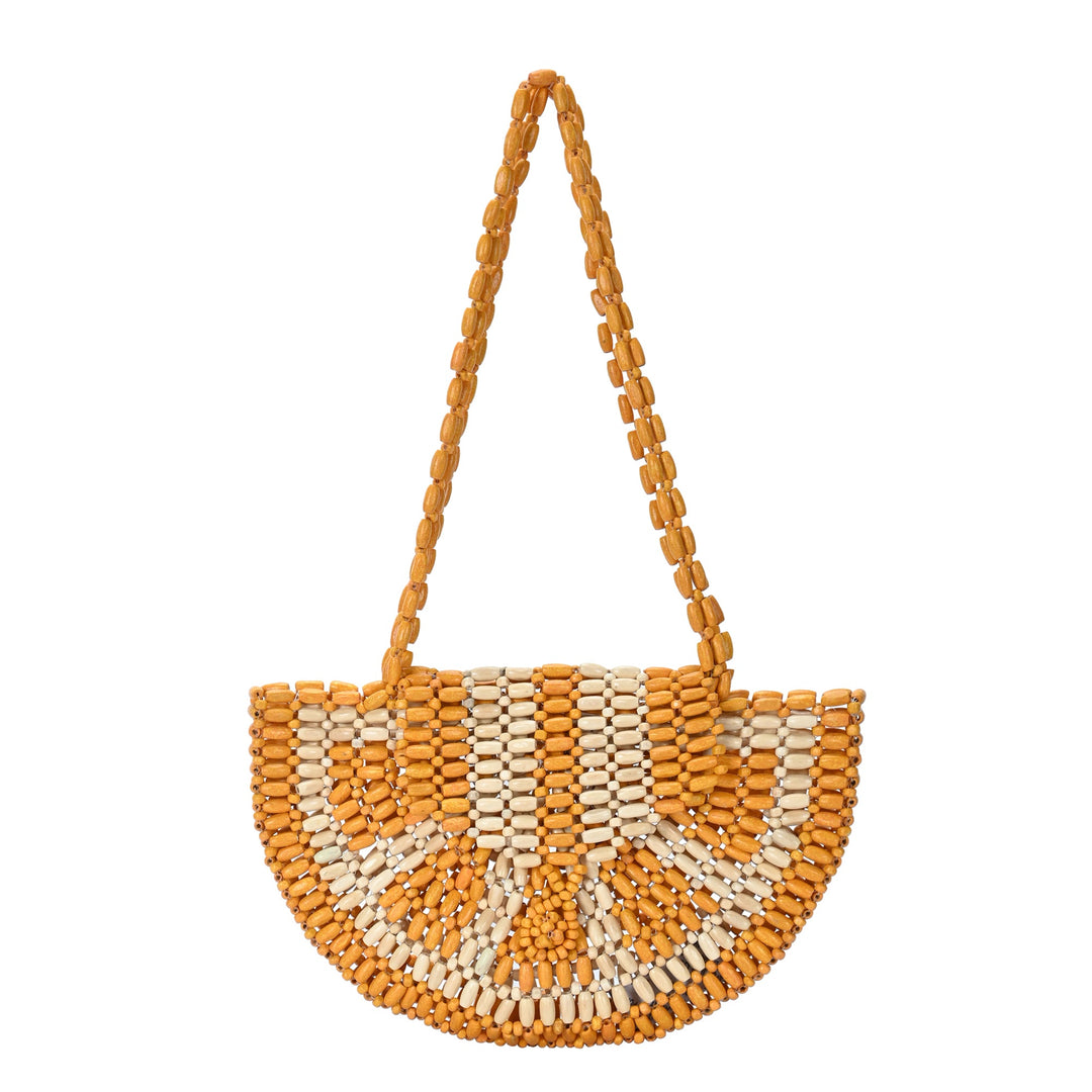 Luna's Wooden Beaded Crescent Shoulder Bag - MMS Brands