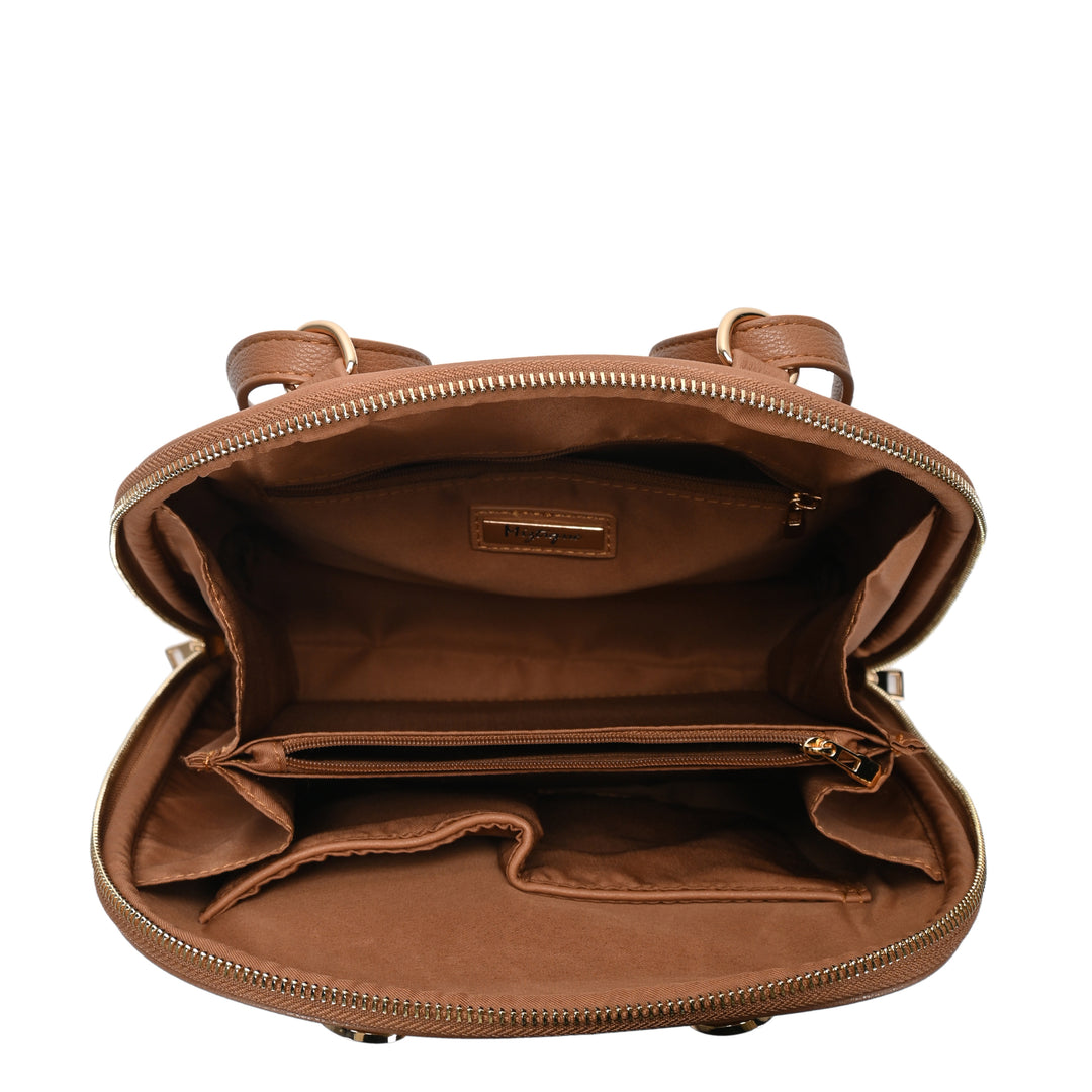 Miztique, Bags, Mitzique Leather Satchel Crocodilelook Brown Front Hidden  Pocket
