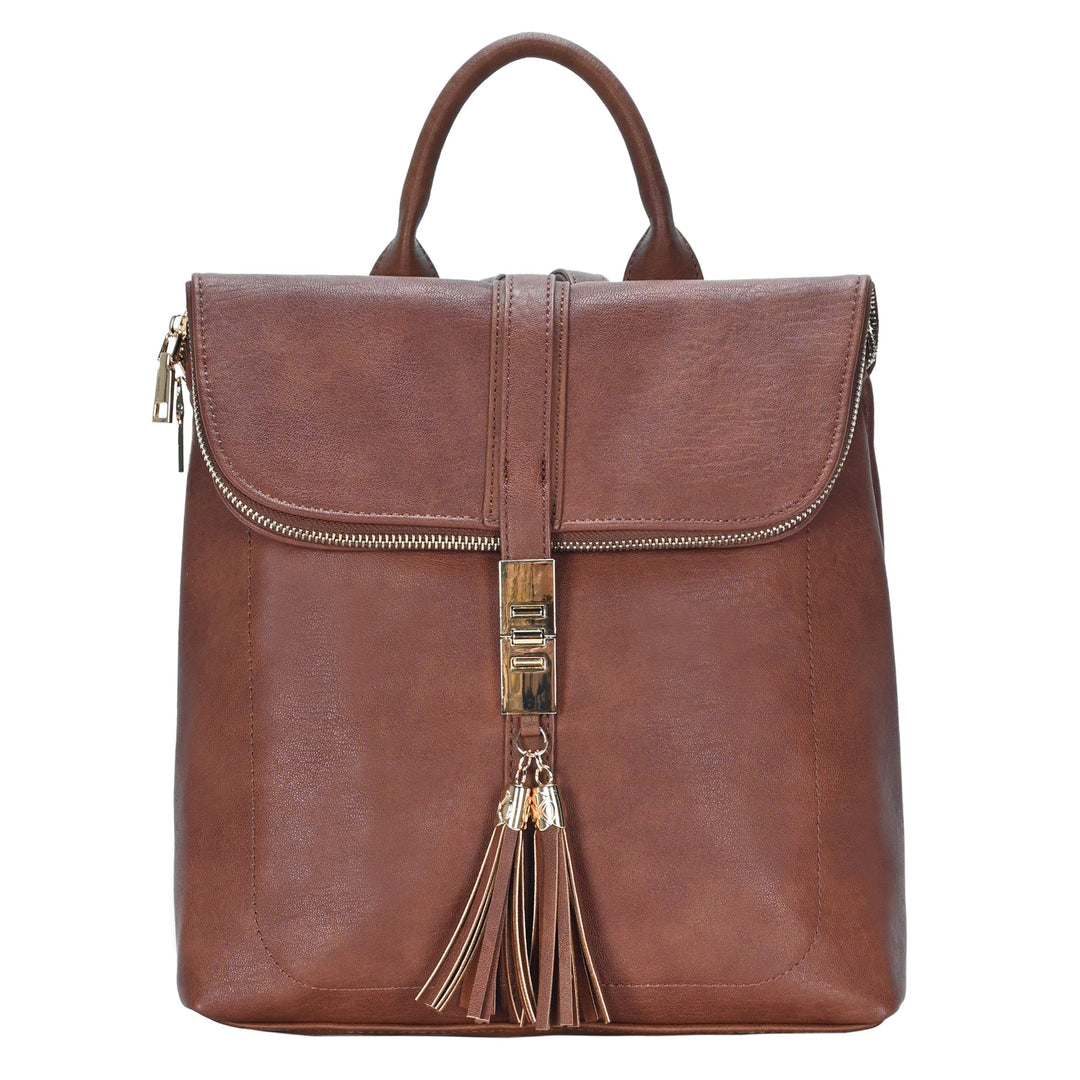 Miztique The Diana Backpack Purse for Women, Flap Over Tote Bag, Soft Vegan  Leather - Taupe