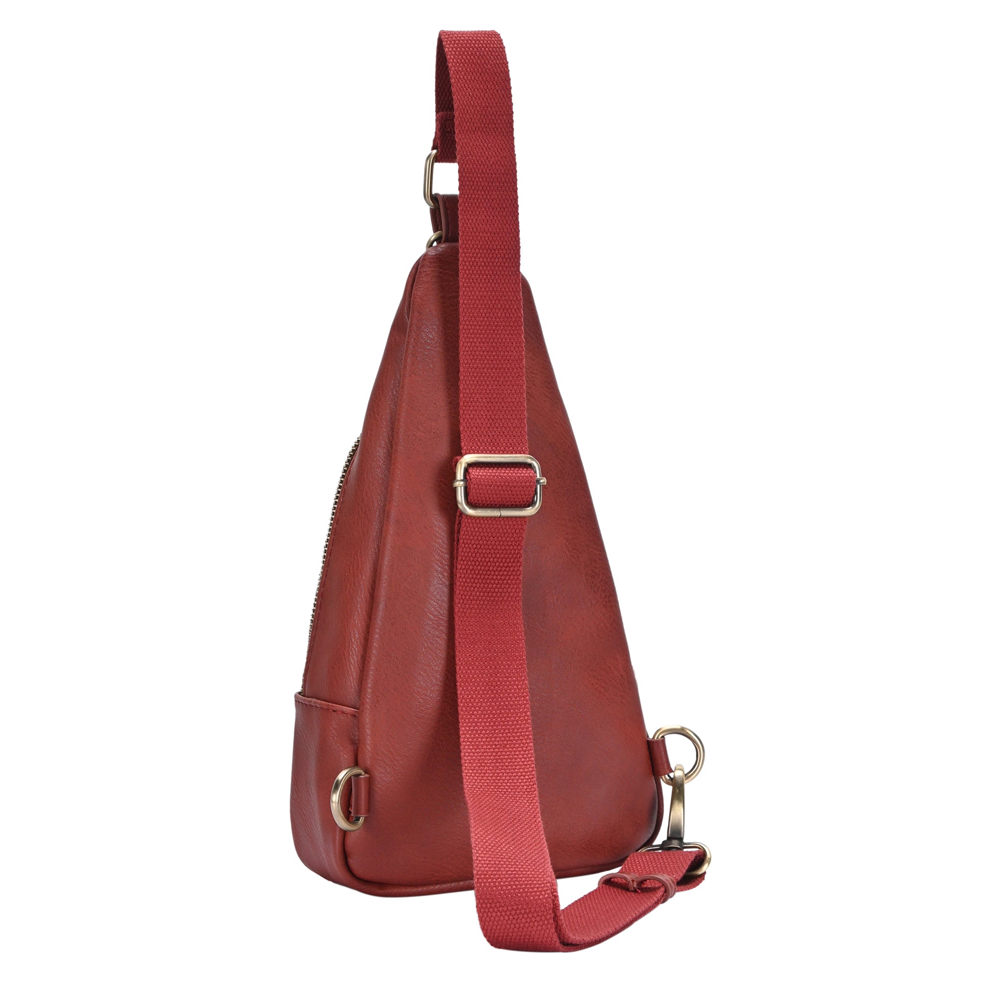 Sling Bag - Red Vegan Leather with Leather Gray Front - Super Soft 2024 Luxurious Ultraleather.