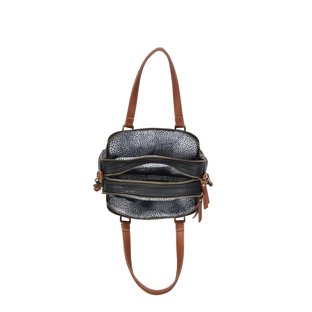 The Hazel Ring Handle Satchel Shoulder Bag by Sasha + Sofi Mauve